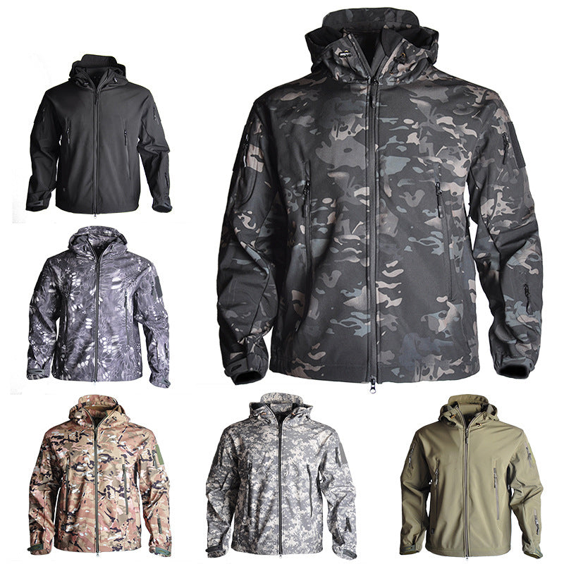 Men Tactical Jacket Pilot Suits Fleece Waterproof Military Jacket Cargo Pants Camping Hunting Clothing Set ACU Camouflage S
